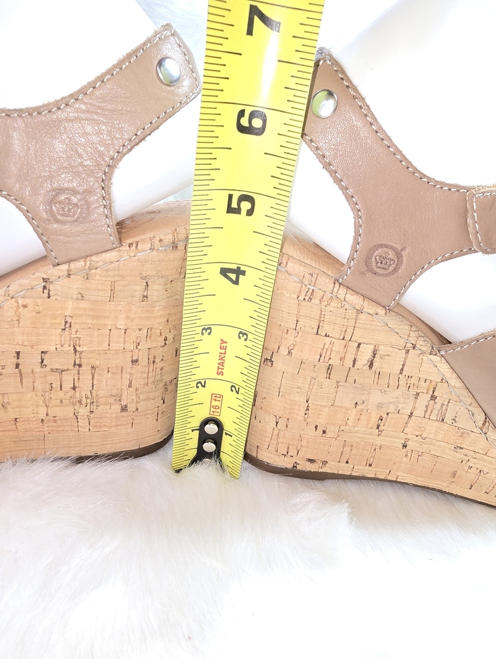 Born Womens Leather Wedge Cork-wrapped Strappy Sandals - Picture 10 of 14